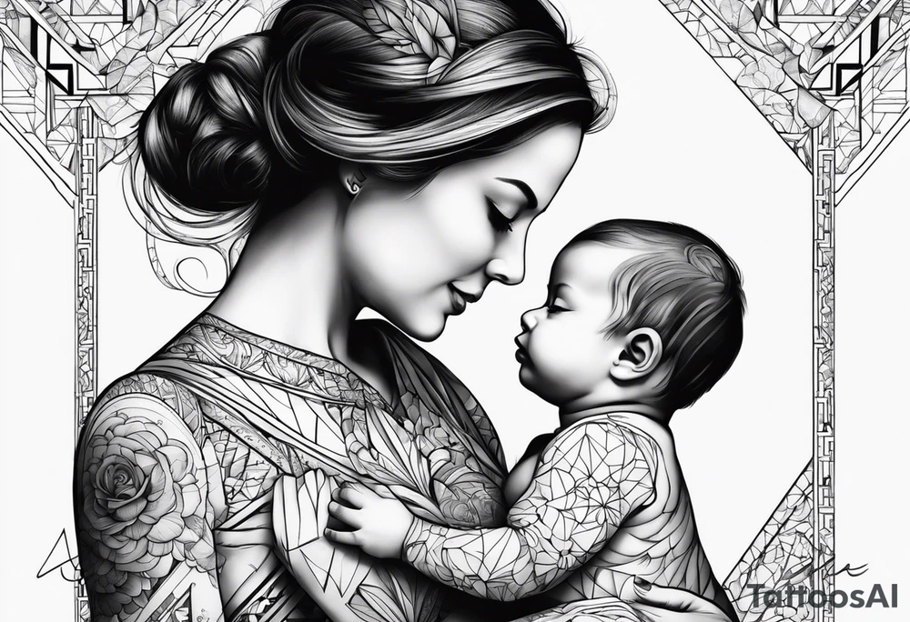 Signe de mère enfant avec initiale Y S tattoo idea