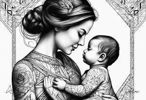 Signe de mère enfant avec initiale Y S tattoo idea