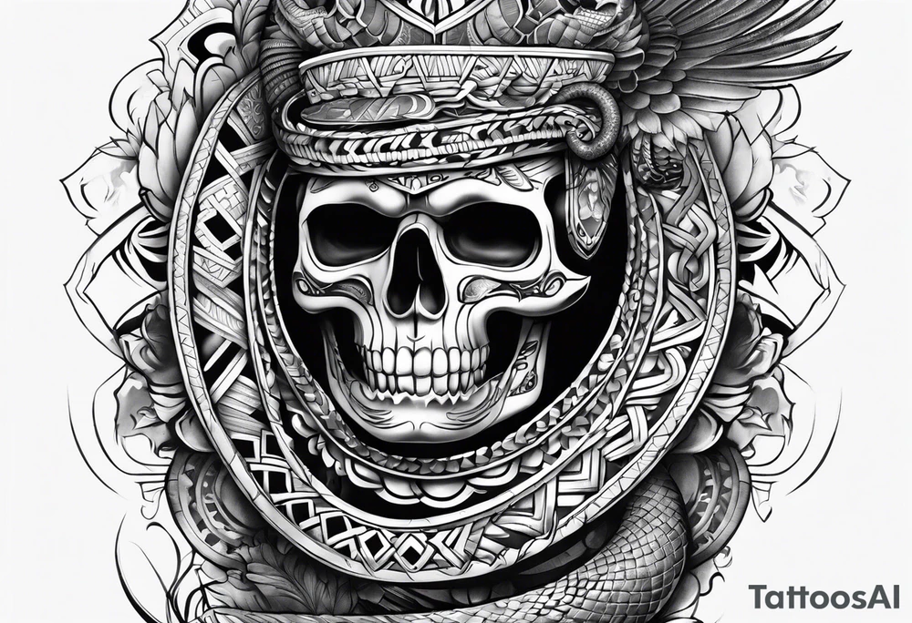 aztec snake sleeve tattoo idea