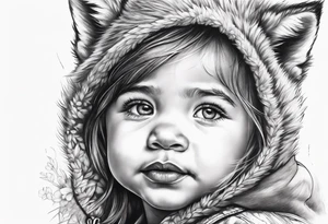 Toddler girl with wolf face tattoo idea