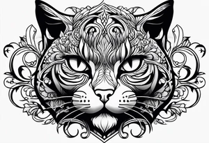 A cat is angry tattoo idea