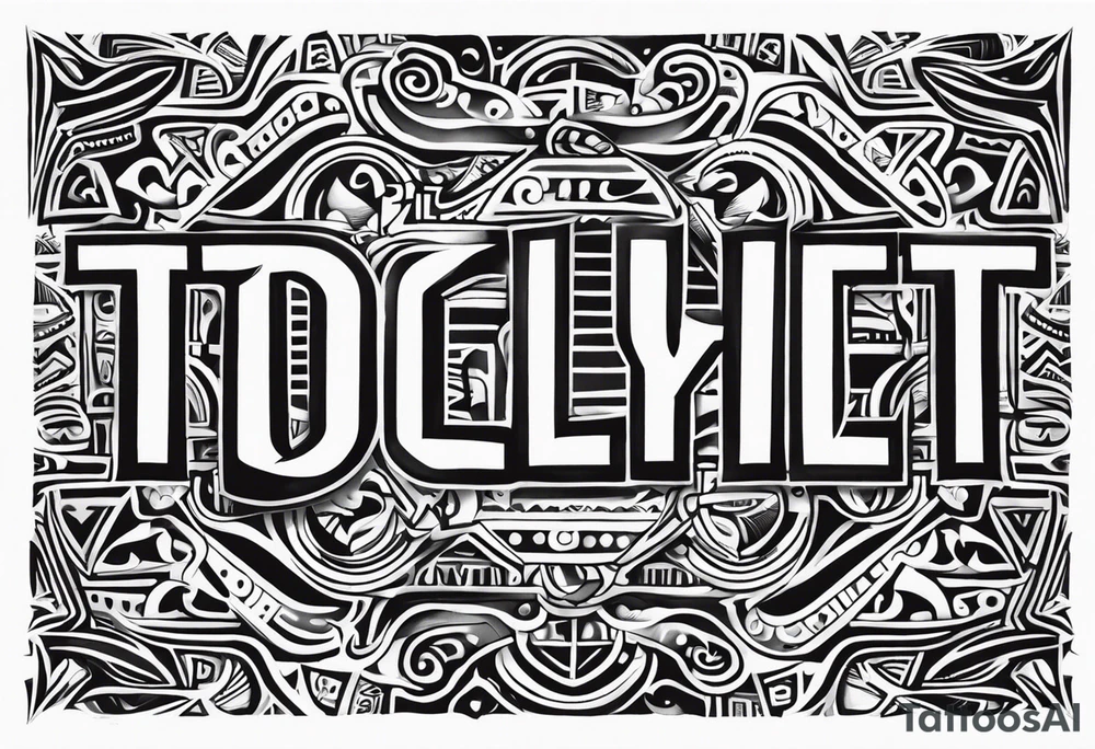 write the word 'TOYLET' in tribal letters tattoo idea