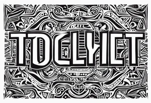 write the word 'TOYLET' in tribal letters tattoo idea