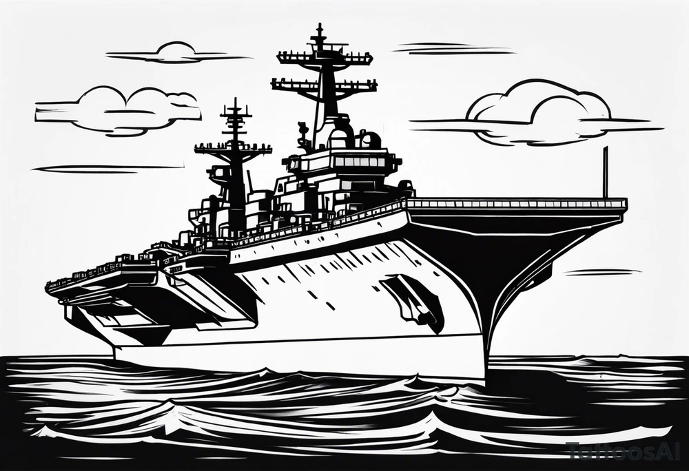 aircraft carrier front view tattoo idea