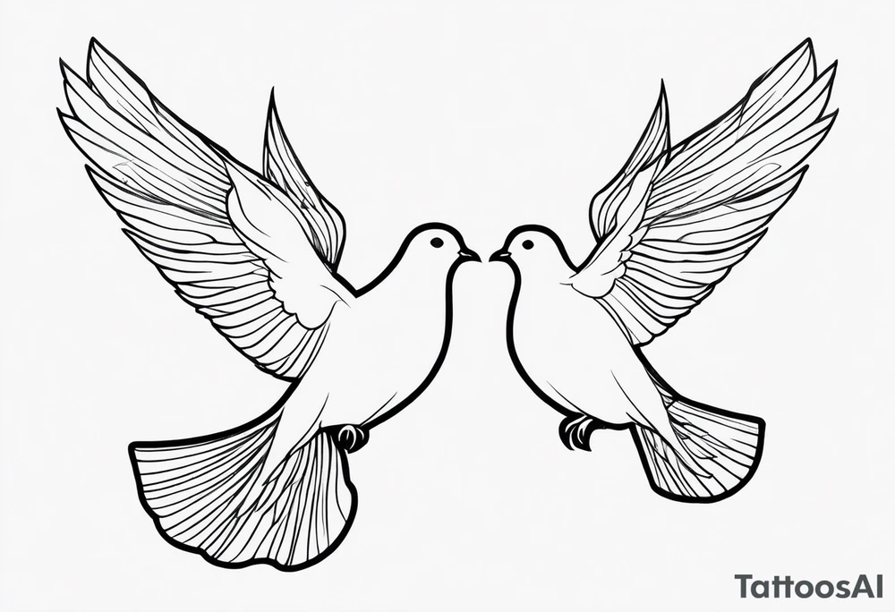 dainty, fine line, doves tattoo idea