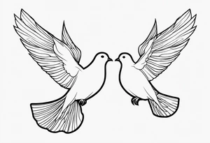 dainty, fine line, doves tattoo idea