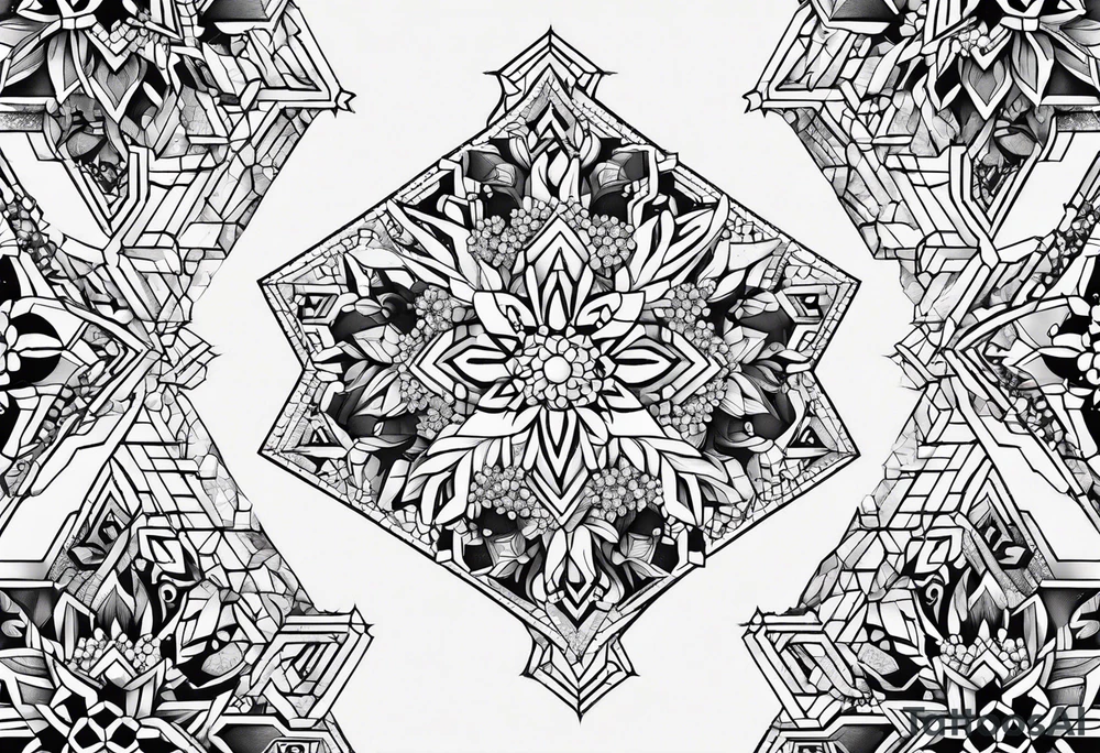 Hexagon linked small snow crystal cloud tattoo idea