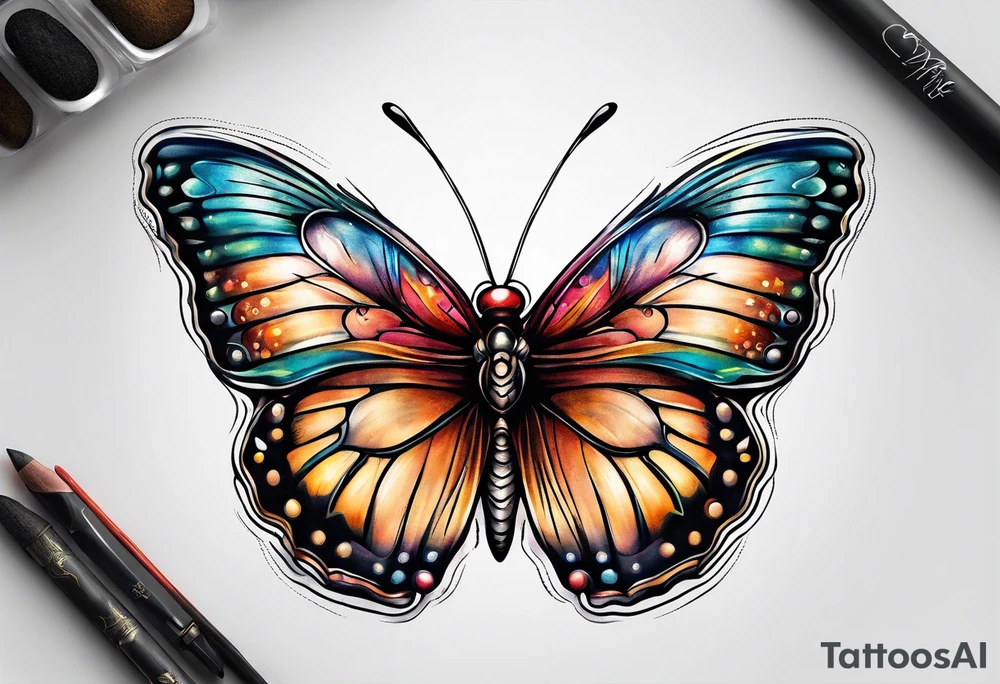 Small detailed butterfly tattoo idea