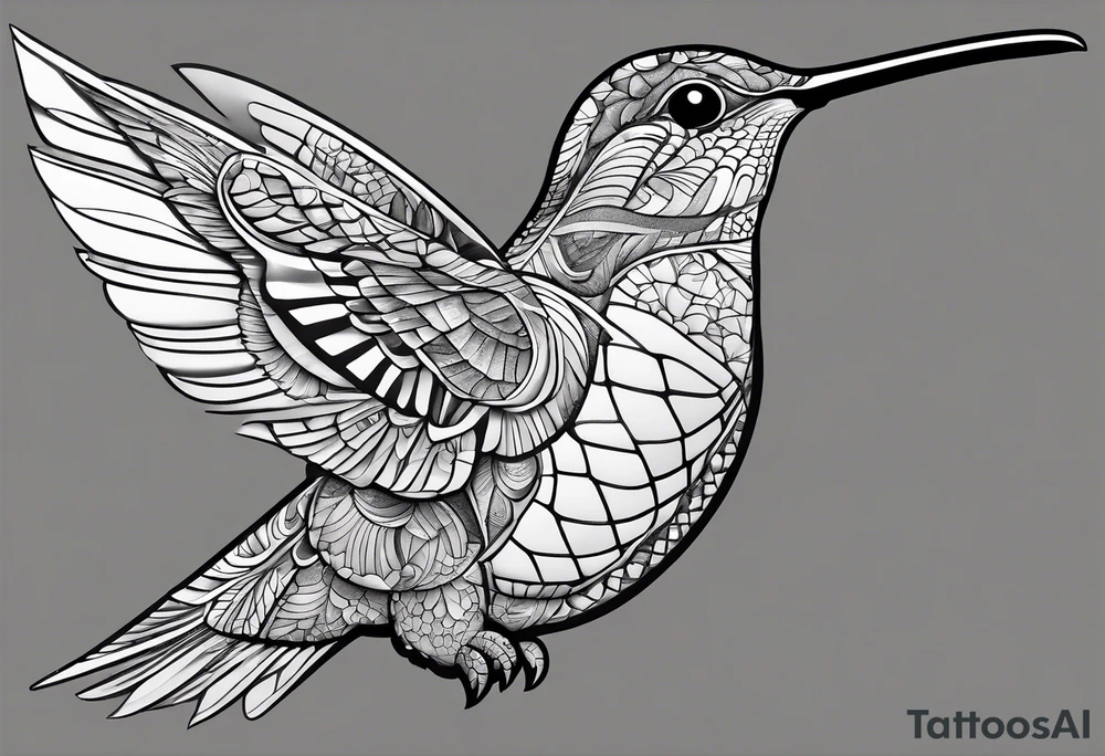 tessellated turtles in the shape of a hummingbird tattoo idea