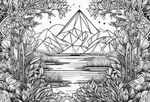 geometric dense vegetation tattoo idea