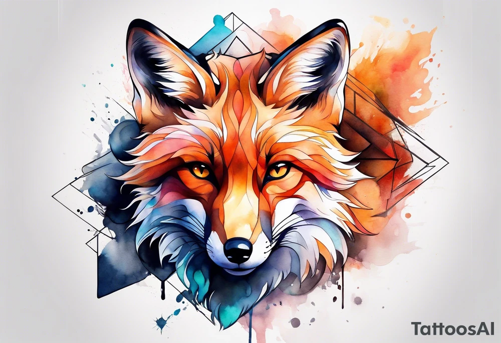 Watercolor fox tattoo idea