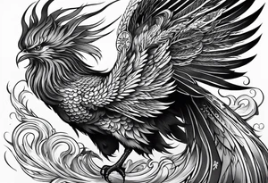 traditional Japanese phoenix high detail tattoo idea