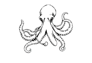 Octopus with trident and stethoscope tattoo idea