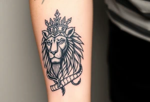 Majestic Lion with Egyptian crown and snake. More detailed tattoo idea