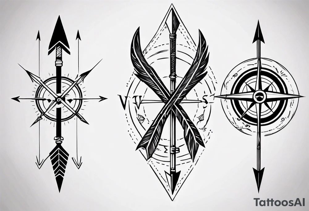 hunting arrow with compass rib tattoo tattoo idea