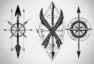 hunting arrow with compass rib tattoo tattoo idea