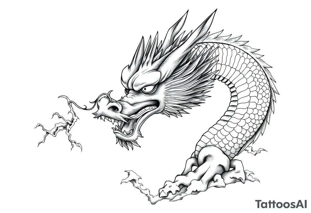 chinese dragon frontal,landscape. tattoo idea