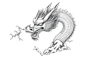chinese dragon frontal,landscape. tattoo idea