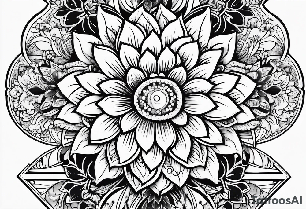 fine line whimsical floral design mirrored tattoo idea