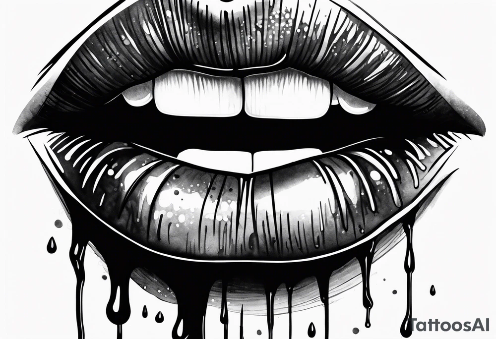 lips dripping wet, full view tattoo idea