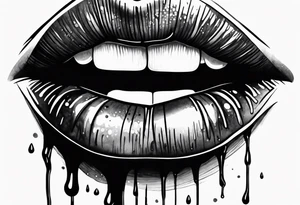 lips dripping wet, full view tattoo idea