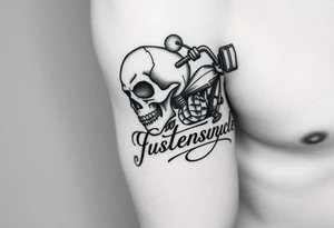 Chicano style. Skull, motorcycle And the inscription 1% tattoo idea