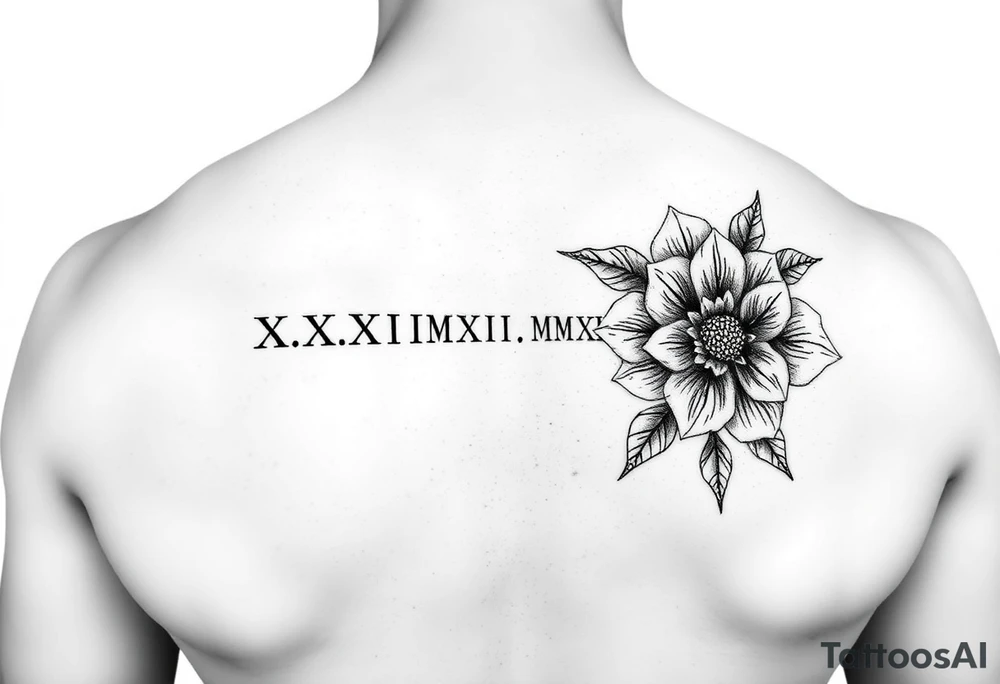 X.XXVII.MMXXI and October birth flower collar bone placement tattoo idea