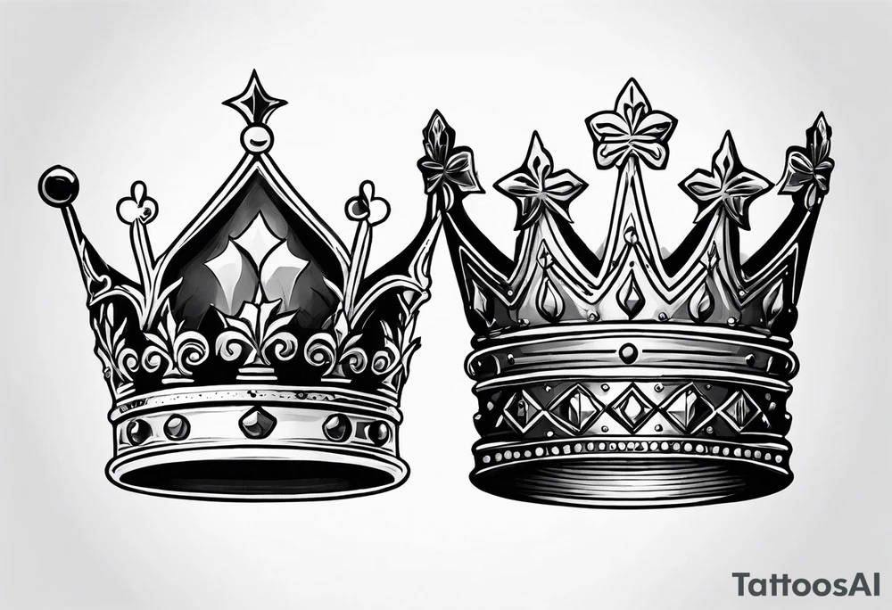 his and her crowns. Crowns only. Simplistic and detailed. fine lines tattoo idea