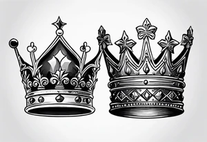 his and her crowns. Crowns only. Simplistic and detailed. fine lines tattoo idea