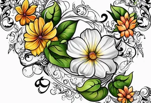 Oval vines,flowers tattoo idea