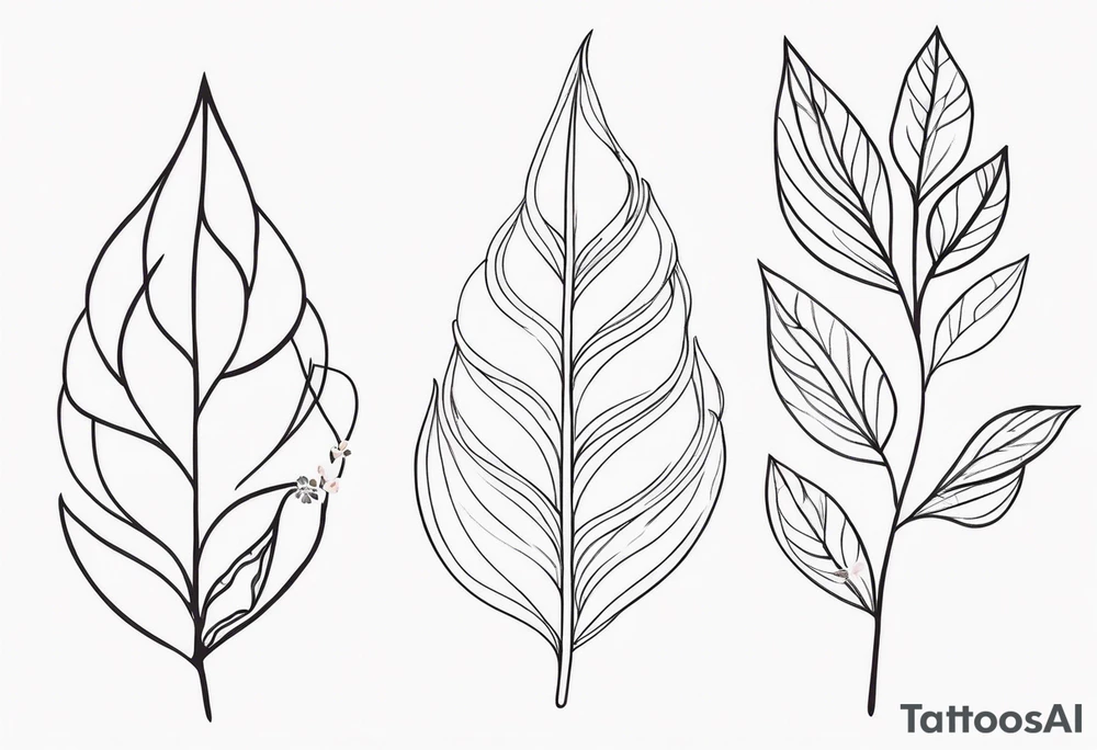 Leaves with Flower Details Long tattoo idea