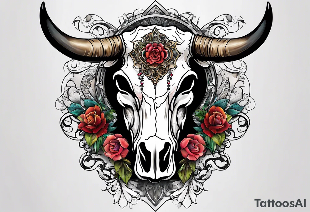 Cow skull tattoo idea