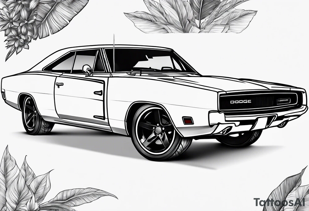 Black Dodge charger tattoo idea