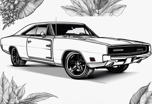 Black Dodge charger tattoo idea