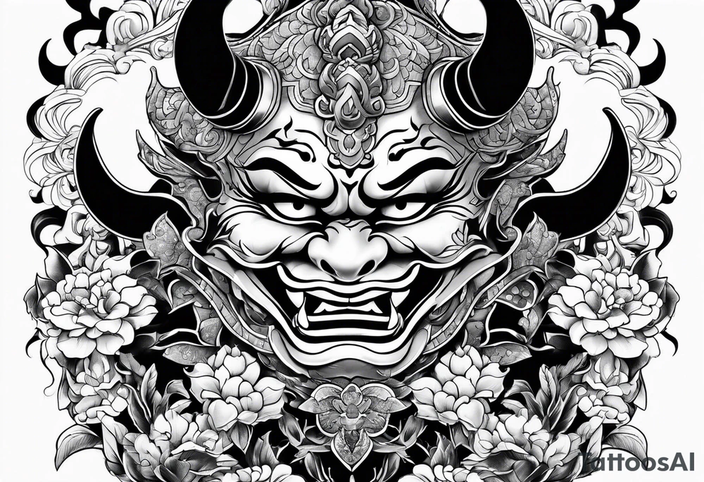 hannya and smoke tattoo idea