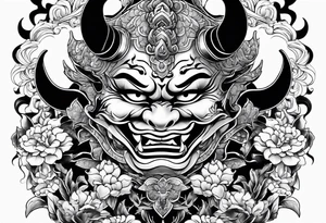 hannya and smoke tattoo idea