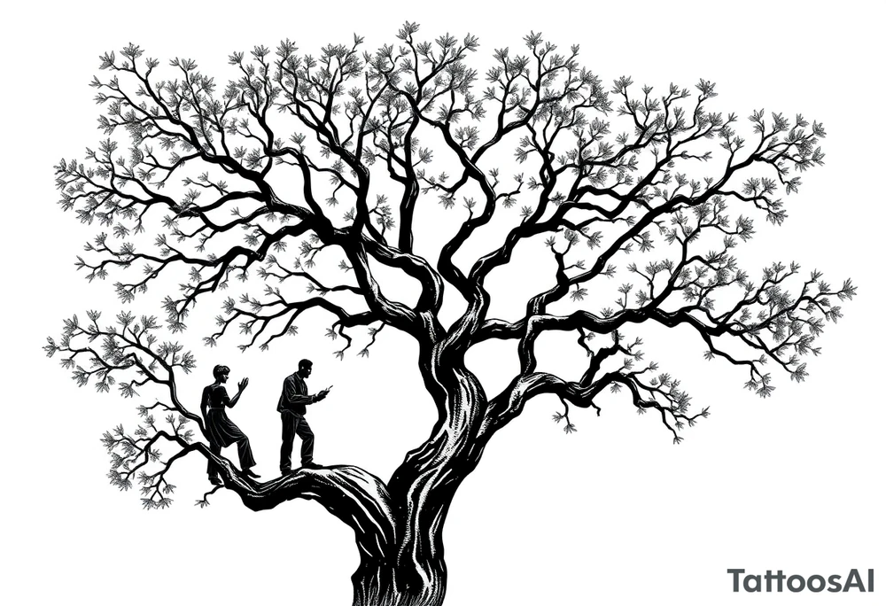 People picking tree tattoo idea