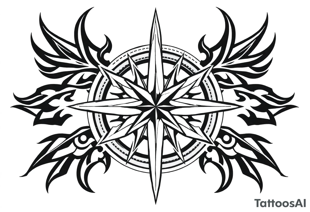 Double layered compass rose tattoo idea