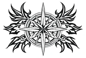 Double layered compass rose tattoo idea