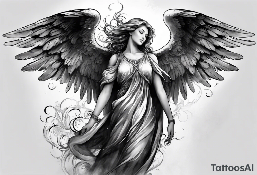 Angel with prayer hands tattoo idea