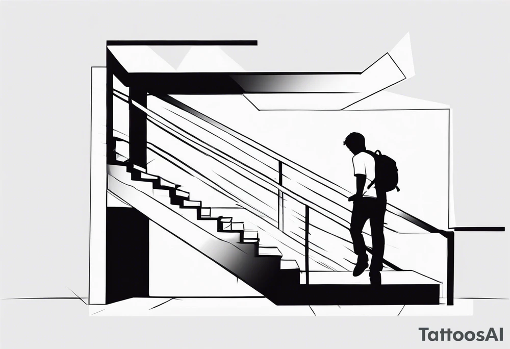 Boy walking upstairs with dad tattoo idea