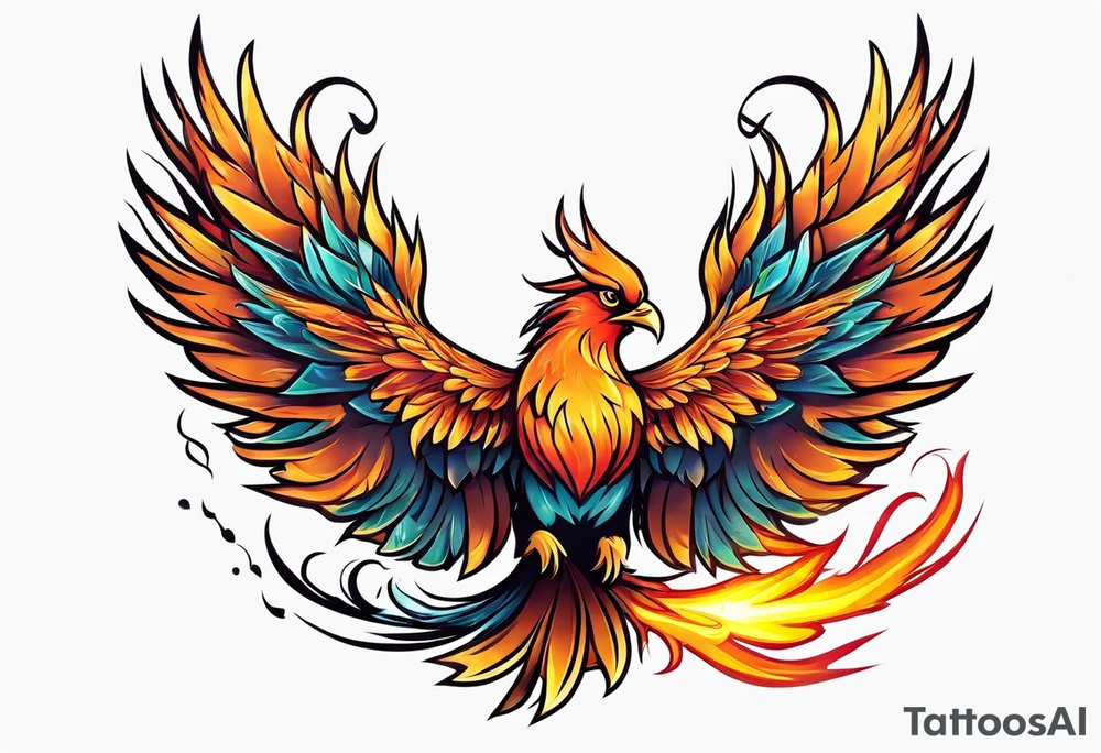 little pheonix in fire tattoo idea