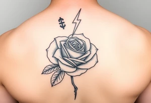 Money rose with 💯 above it with lightning tattoo idea