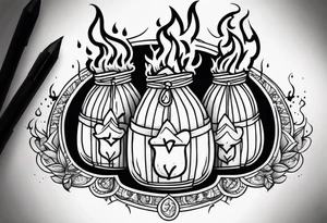 money bags on fire tattoo idea