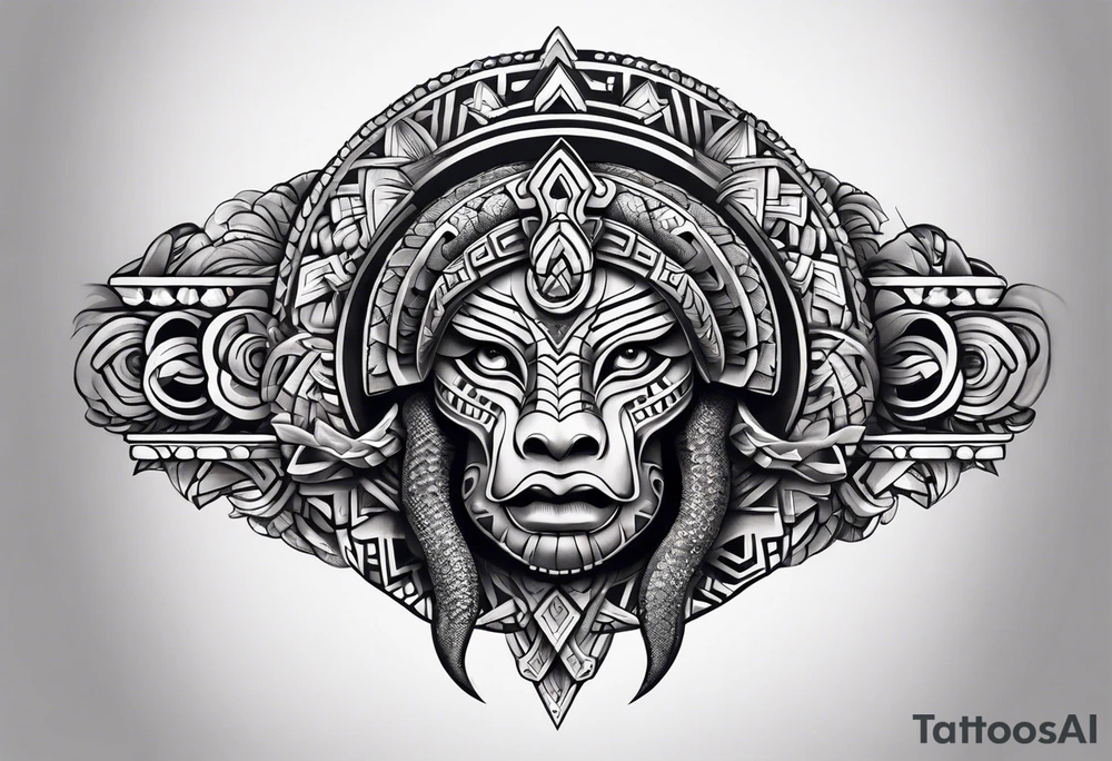 aztec snake sleeve tattoo idea