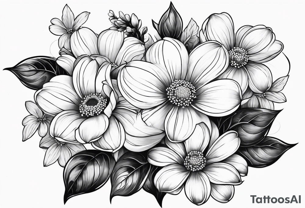 Dogwood flowers, daisy flowers, spring tattoo idea Dogwood flowers, daisy flowers, spring tattoo idea