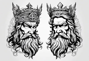 zeus lightning bolt cross with poseidon trident tattoo idea