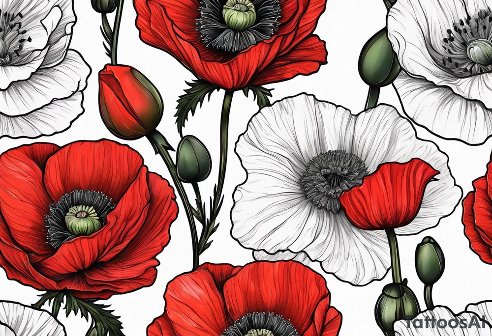Red poppy flower tattoo idea