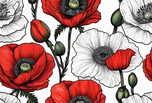 Red poppy flower tattoo idea