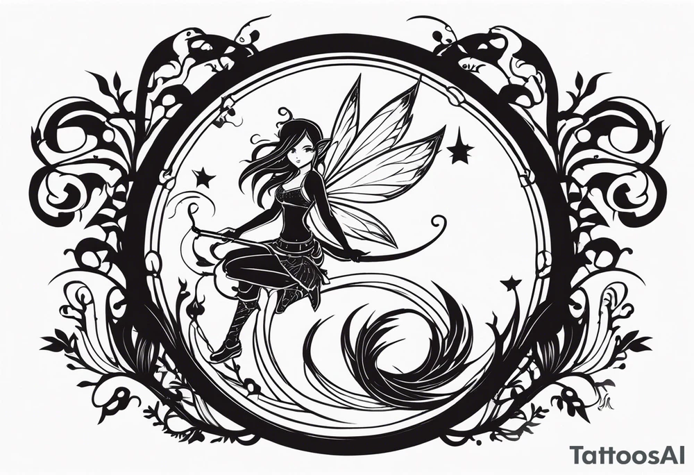 A fairy with a tail inspired by the logo of the show called Fairy Tail tattoo idea